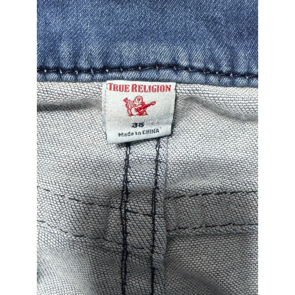 True Religion Straight Jeans Mens 36 Blue Denim Geno Relaxed Slim Fit Stretch